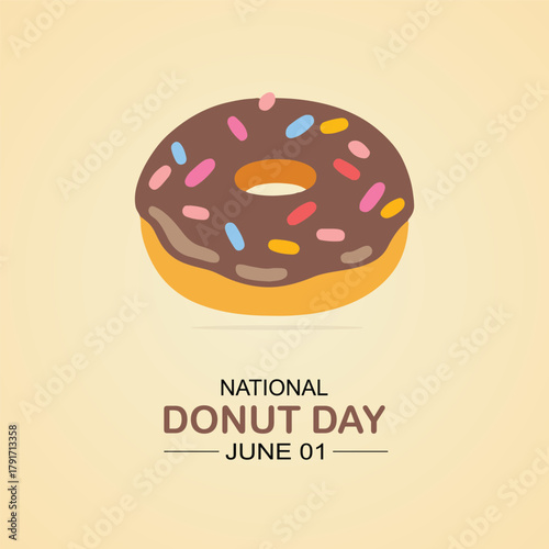 National donut day in cartoon style. Simple and elegant vector design. Sweet food. 