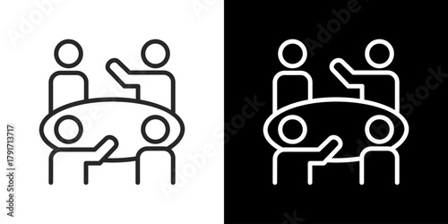 Meeting  Icon Set. Clean Line Design With Light And Dark Versions For Versatile Use. 