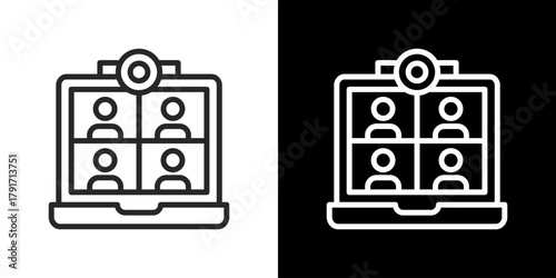Online Meeting  Icon Set. Clean Line Design With Light And Dark Versions For Versatile Use. 