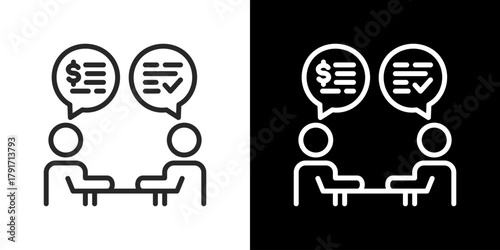 Negotiation  Icon Set. Clean Line Design With Light And Dark Versions For Versatile Use. 