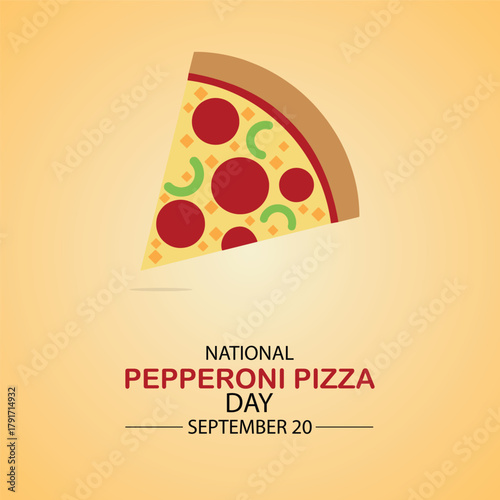 National pepperoni pizza day design. September 20. Flat illustration. 