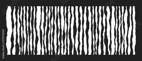 Abstract grunge striped texture, vertical black and white crumped lines, rough pattern background