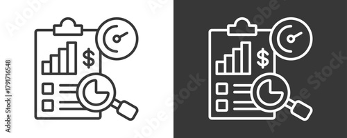 Report Analysis Icon Set Vector Collection Isolated In Black And White