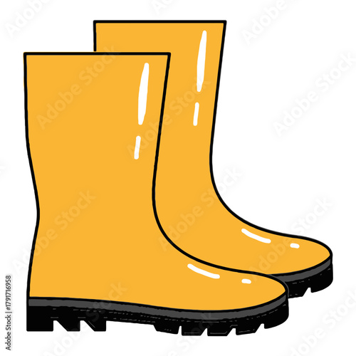 Yellow Rubber Rain Boots or Work Gumboots for Protection