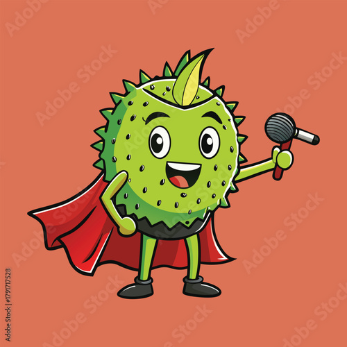 Cute cartoon soursop are singing