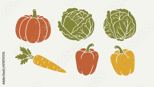Rustic illustration of fresh harvest vegetables for healthy recipes and farm-to-table meals