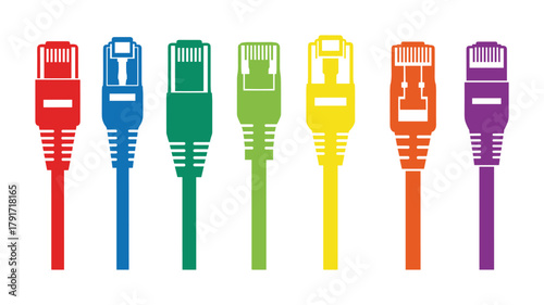 Collection of network cables. data transfer technology. computer connection vector.