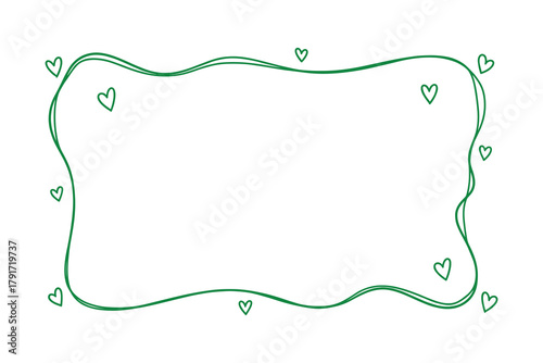Decorative frame with heart outlines, simple border element, wavy line design for text background.