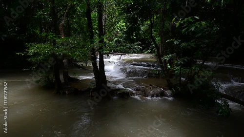 Huai Mae Khamin Waterfall on winter season, Huai Mae Khamin Waterfall Natural attractions. National Park on the Lake, Srinakarin Dam, Kanchanaburi, Thailand 
