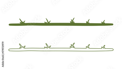 Illustration featuring two distinct styles of grass lines, one solid and one outline design.