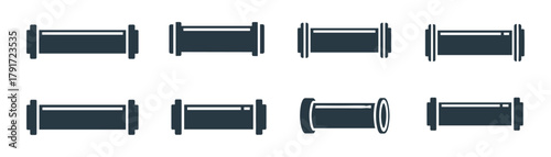 Pipe parts for pipeline connection. Various designs of pipe fittings. Water supply system.