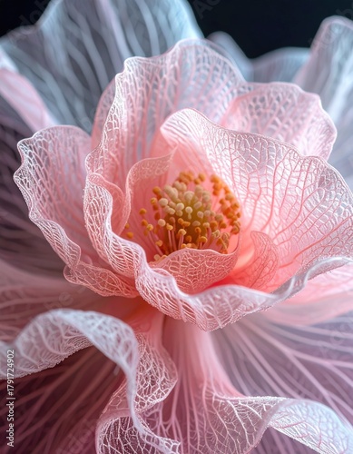 Delicate lacey pink flower close-up