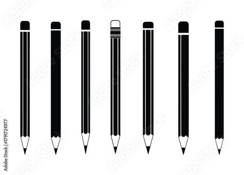Set of black pencils for drawing and writing office school supplies stationery items