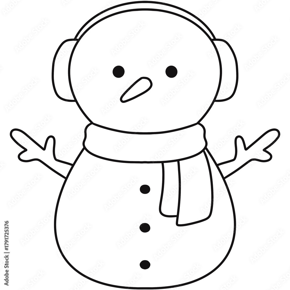 Naklejka premium Snowman with Scarf outline