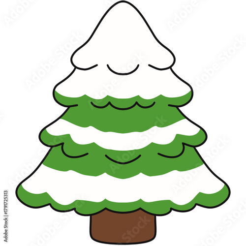 Cartoon Snow Covered Christmas Tree
