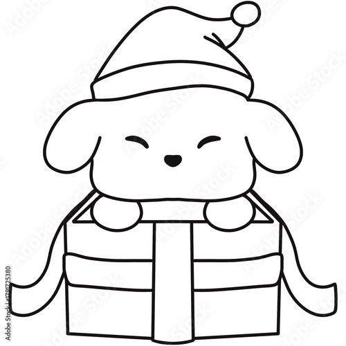 Puppy in Gift Box outline