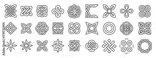 Celtic ornamental corners, irish border frame with knotted ornate designs, traditional celtic decoration, intricate knotwork corner elements, vector illustration.