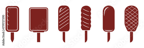 Set of various ice cream lolly pop. Different shapes and textures. Refreshing dessert.