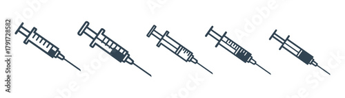 Syringe icon set medical injection vaccine dose illustration various fill levels