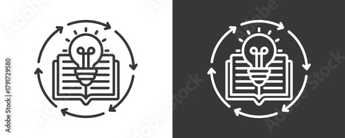 Continuous Learning Icon Set Vector Collection Isolated In Black And White
