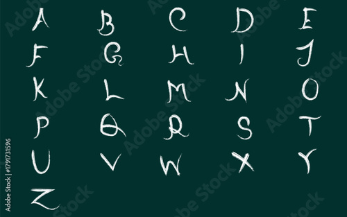 Alphabet and numbers vector set on blackboard background for education and design concept