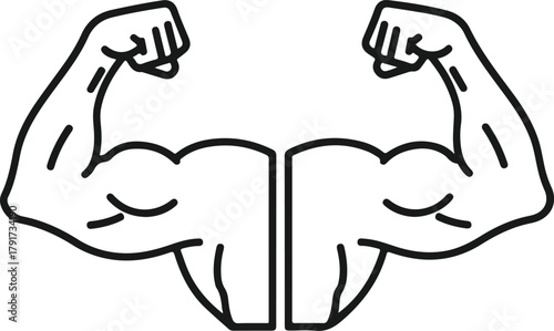 Strong human arms flexing biceps muscles for power fitness and health