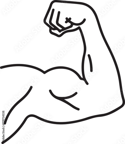 Strong arm muscle outline icon biceps and triceps human strength and fitness concept