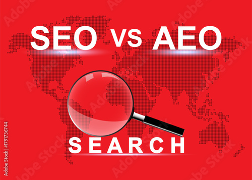 Competition to increase website visibility and search rankings. Search Engine Optimization vs Answer Engine Optimization Concept.