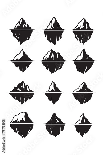 black iceberg silhouettes bundle collections