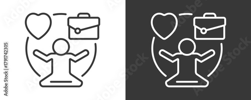 Work Life Balance Icon Set Vector Collection Isolated In Black And White