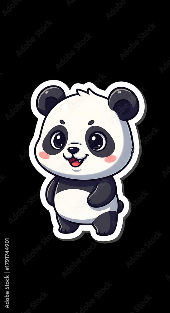 Naklejka premium Adorable Panda Illustration - A Cute and Playful Cartoon Character.