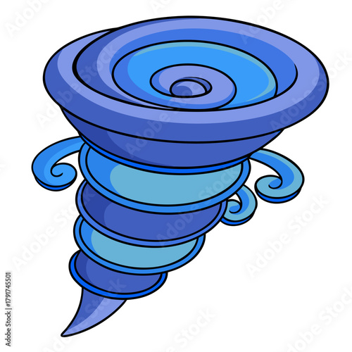 Cartoon Tornado Showing its Spiral Shape and Swirling Air