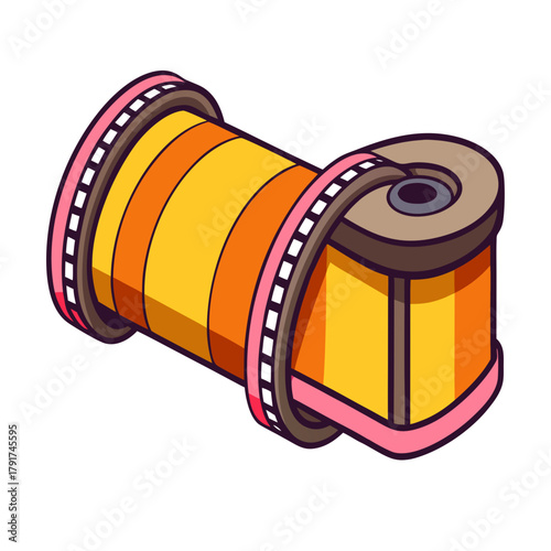 Cartoon Film Roll Illustration in Vibrant Colors