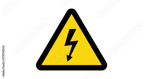 A yellow triangular warning sign with a black border and a black lightning bolt symbol indicating electrical hazard or high voltage.