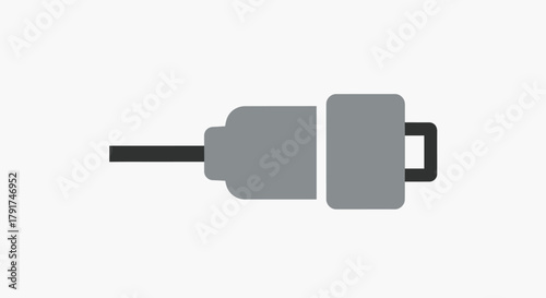 A simple, minimalist illustration of a gray electrical plug and socket connection.