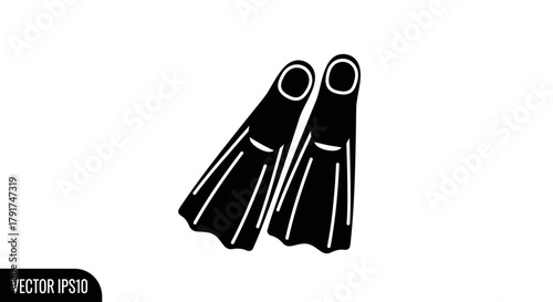 Illustration of a pair of swim fins on a white background.