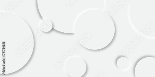 Abstract grey geometric overlapping circle background Neomorphs style. Presentation slide template. Vector circles design Object web round shape clean modern poster, banner background Vector	