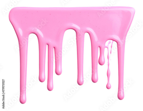 Glossy pink liquid dripping with fluid motion