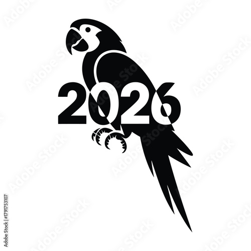 Parrot silhouette with 2026 year number for future events design.