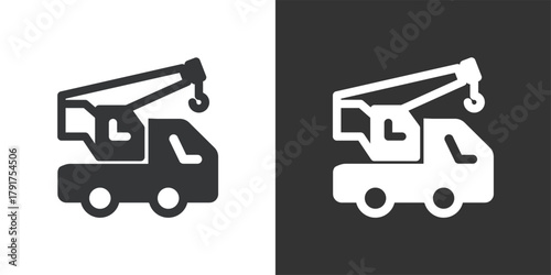 Crane Truck icon. Solid glyph series icon