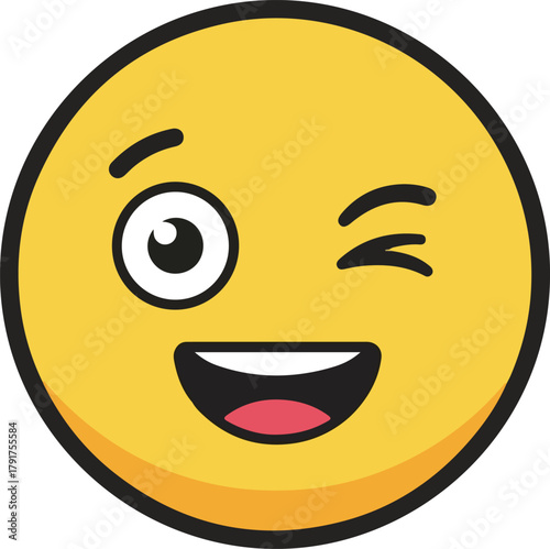 Happy winking face emoji vector isolated on white background, suitable for chat and social media