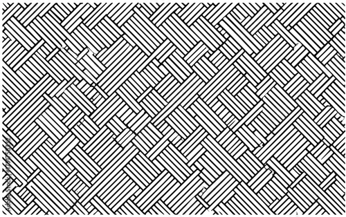 Abstrakcyjny czarno-biały wzór plecionki z linii, geometryczny, nowoczesny, graficzny, wektorowy