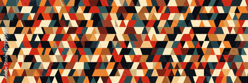 Abstrakcyjny wzór geometryczny z rombów i trójkątów w ciepłych kolorach, idealny do tła