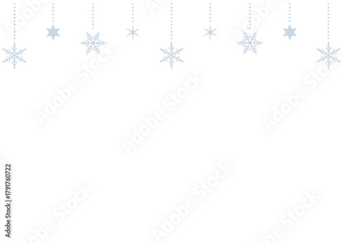 雪の結晶と星をあしらった吊り下げフレーム/アイスブルーのやさしい冬デザイン