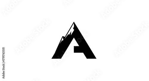 A black capital letter A logo is stylized as a mountain peak silhouette