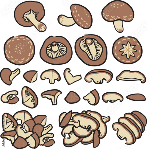 手描き風しいたけカット