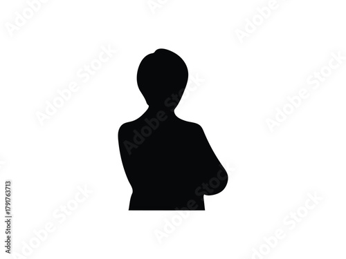 Professional human silhouette with crossed arms, profile view