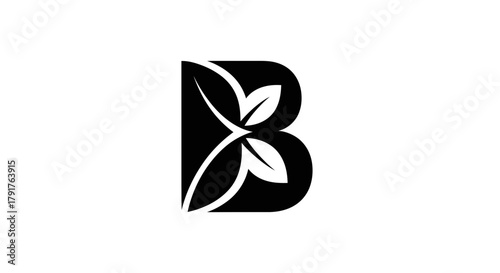 Monogram logo incorporating the capital letter B and two leaves