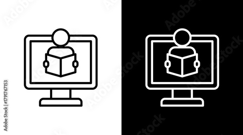 Digital Literacy White Icon Set Design