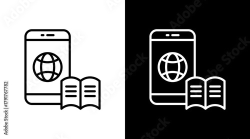 Blended Learning White Icon Set Design